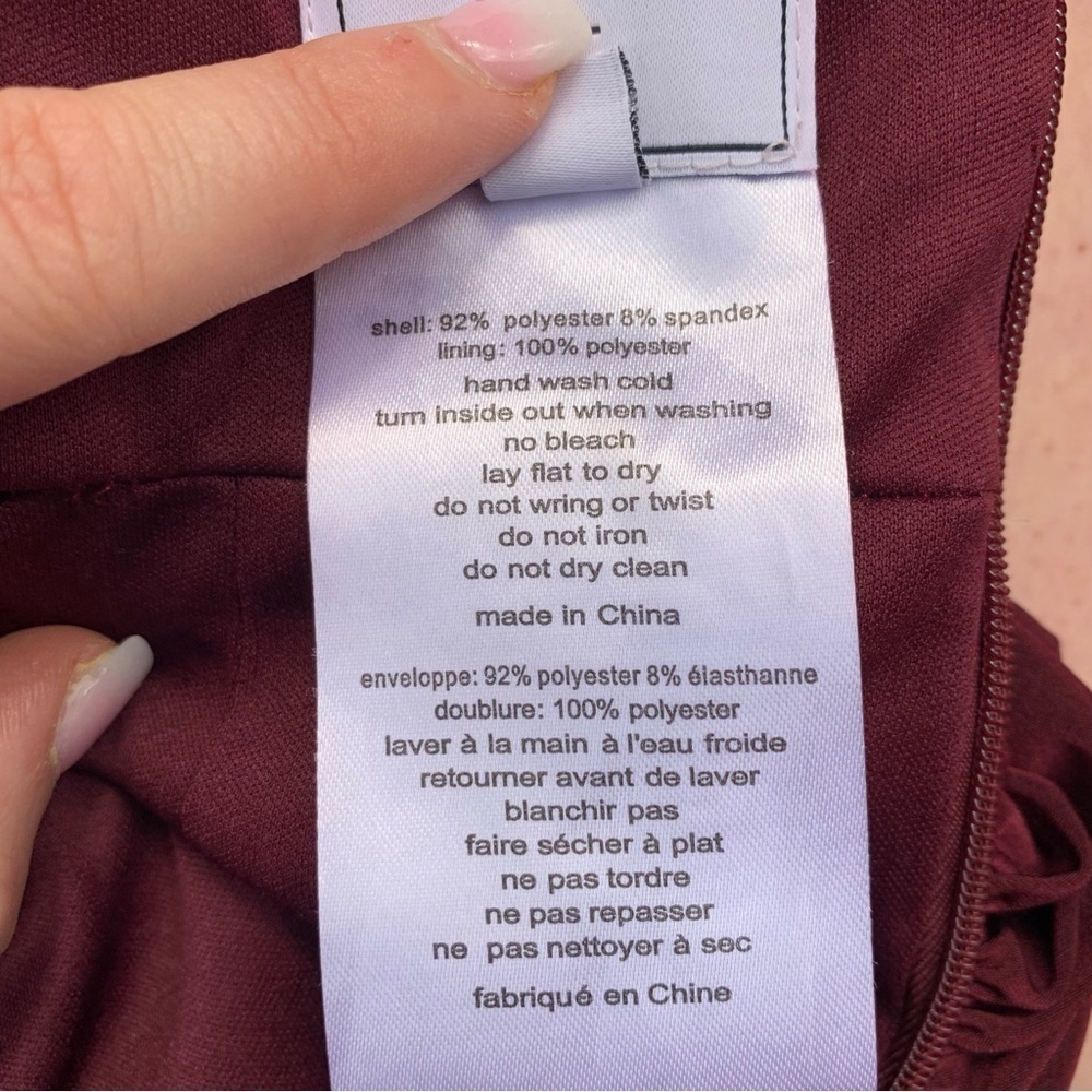 DB STUDIO Ruched Jersey V-neck Sheath Dress in Wine Red Size 6 Bridesmaid Formal - Picture 11 of 13